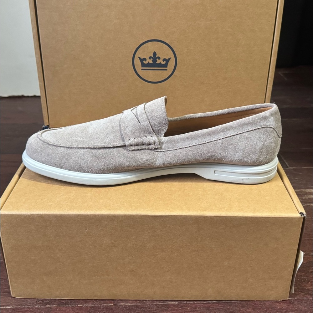 Peter Millar Soft Beige Suede Slip-Ons